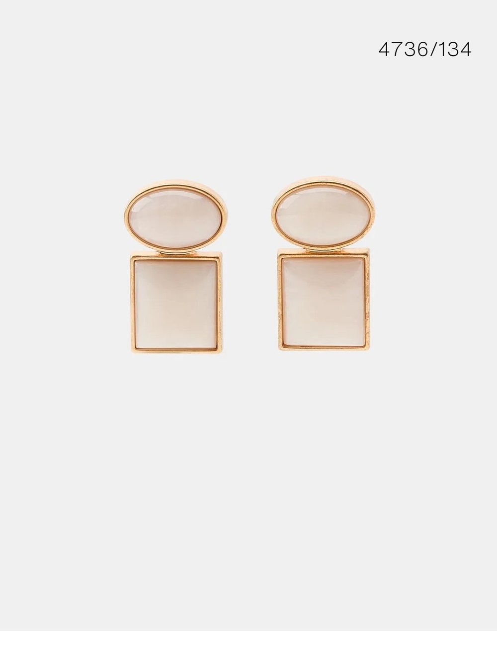 Zara Gold-Tone Cream Double Stone Stud Earrings